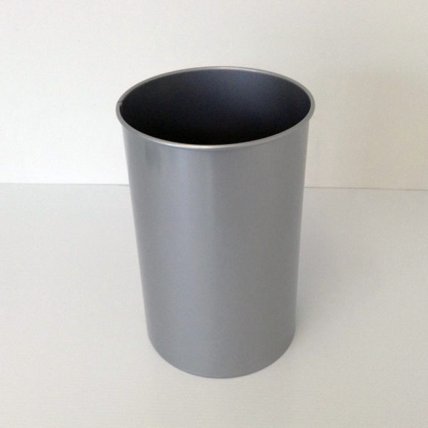 Decorative Steel Wastebasket with Clear Aluminum Finish | Prestige Office