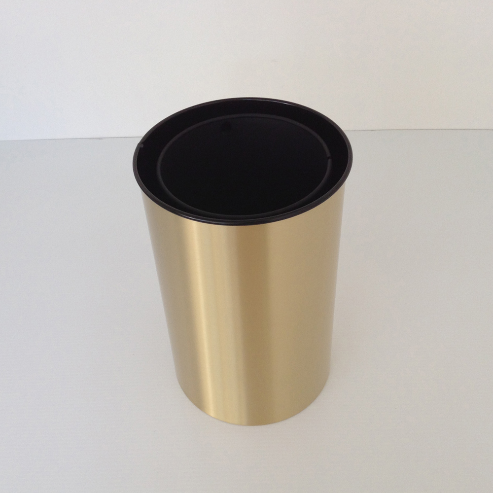 Satin Brass Decorative Wastebasket with Metal Liner