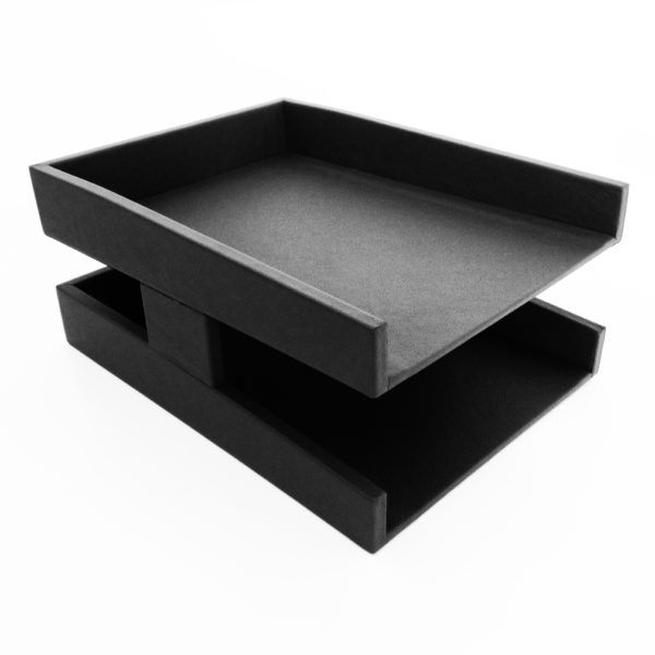 Grey Leather Desk Pad: Top Grain, Genuine Leather Blotter | Prestige Office